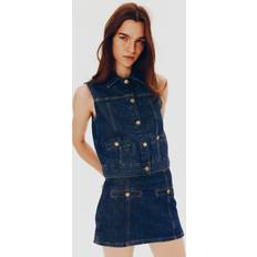 Denim - Women Vests H&M Ladies Blue Denim Gilet - Blue