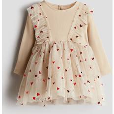 Recycled Materials Dresses H&M Tulle-Skirt Jersey Dress - Beige