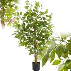 tectake Ficus Tree in Pot 120 cm Green 120 x 70 x 70 cm Artificial Plant