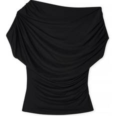 NA-KD Soft Line Draped Top - Black