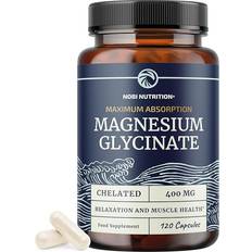 Nobi Nutrition Magnesium Glycinate 400mg High Absorption Magnesium Chelate Supplement 120 Capsules