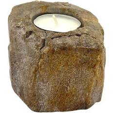 Brown Candle Holders Ancient Wisdom Tealight Petrified Wood Holder Single Low Candle Holder