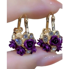 Shein 1pair (2pcs) Flower Basket & Red Rose Shaped Dangle Earrings For Women Valentines