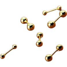 Gold - Men Earrings Shein Pairs Stainless Steel Bean Earrings For Men, Womens Simple 18K Gold Plated Ball Stud Earrings For Boys 3/4/5mm Set