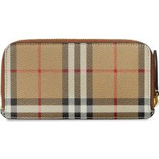 Burberry Large Vintage Check E-Canvas Leather Card Case - Beige/Briar Brown