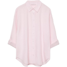 Stradivarius Linen Blend Shirt - Dark Fuchsia