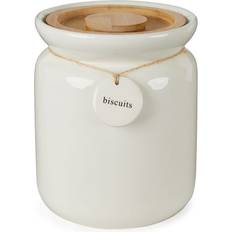 Dunelm Hang Tag Biscuit Canister Cream Biscuit Jar