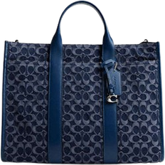 Coach Wesley Tote In Signature Denim - Denim/Deep Blue