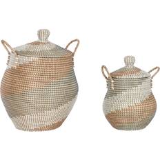 Orange Lådor & Korgar Home ESPRIT Orange Natural Seagrass Tropical 2 Stycken Korg