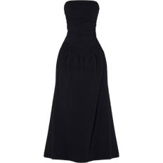 PrettyLittleThing Stretch Woven Bandeau Ruched Maxi Dress - Black