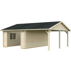 Natur Garage Palmako Garage Roger 19.0 x 16.2 m2 44 mm ohne Holztor naturbelassen (Gebäudefläche 36.5 m²)