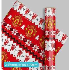 Manchester United Christmas 2 Sheets 2 Tags Gift Wrap