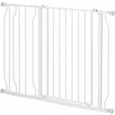 Dörr grind Pawhut Hundgrind Med Dörr Justerbar Längd 75-115 x 76 cm Vit