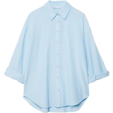 Stradivarius Linen Blend Shirt - Denim Blue