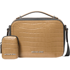 Michael Kors Hudson Crocodile Embossed Leather Crossbody Bag - Husk