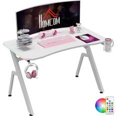 Gaming table Homcom Gaming Desk Racing Style Office Ergonomic Computer Table Workstation with RGB Lights, Cup Holder, Controller, 1200x660x960mm