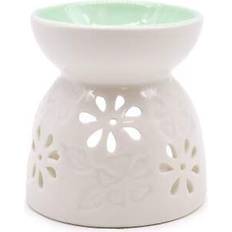 White Oil Lamps Ancient Wisdom Classic White Burner Floral With Teal Well Oil Lamp