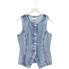 Gina Tricot Sleeveless Sculpted Denim Waistcoat - Lightwash Blue