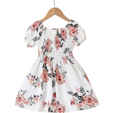 Shein Young Girl Floral Print Short Sleeve ALine Dress With Pockets For Summer