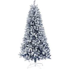 Interior Details Homcom 6 Foot Artificial Blue Snow Flocked with Hinged Branches Christmas Tree