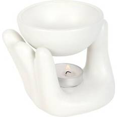White Oil Lamps Ancient Wisdom White Ceramic Hand Burner Oil Lamp