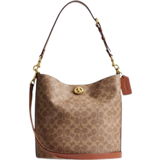 Coach Willow Soft Bucket Bag In Signature Canvas - B4/Tan Caramel