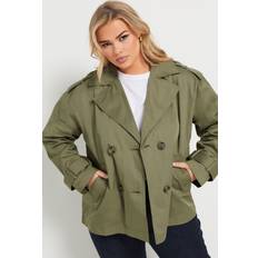 Green - Women Coats Yours Curve Short Trench Coat - Green