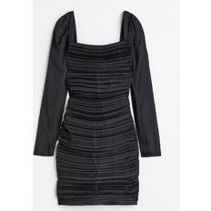 H&M Satin Dresses H&M Pleated Bodycon Dress - Black