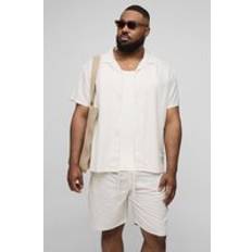 Herre - Naturfarvet Jakkesæt boohooMAN Mens Natural Plus Regular Shirt & Short Set