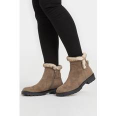 LTS Brown Faux Fur Lined Biker Boots - Brown