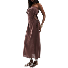 ASOS Linen Bandeau Midi Sundress - Chocolate