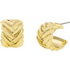 Woven Huggie Hoop Earrings - Metallic Gold