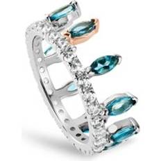 Topaz Rings Clogau Celebration Sterling Silver Crown Ring - Blue/White