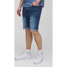 boohooMAN Tall Skinny Stretch Denim Shorts - Grey