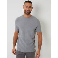 Threadbare Textured Knitted T-Shirt - Grey