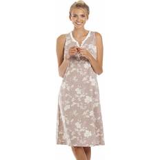 Beige Nightgowns Camille Lightweight Floral Sleeveless Nightdress - Beige