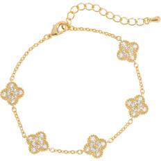 Jon Richard Gold Plated Pave Station Clover Bracelet