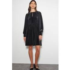 Monsoon Nora Long Sleeve Velvet Mini Dress - Black