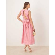 Yas Embroidered Bow Back Detail Midi Dress - Bubblegum Pink