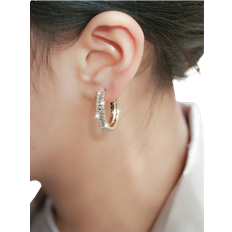 Shein 1pair Glamorous Cubic Zirconia Decor Cuff Hoop Earrings For Women For Wedding Party