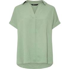 Green Blouses Yours Collared Pleat Front Blouse - Light Green