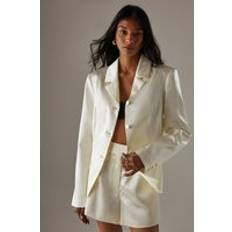 Yellow Blazers Warehouse Womens Jacquard Satin Fitted Waist Blazer - Yellow