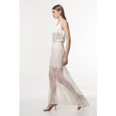 Karen Millen Skirts Karen Millen Sheer Lace Godet Woven Maxi Skirt - Ivory