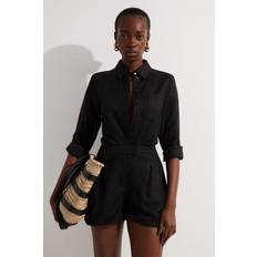 Karen Millen Shorts Karen Millen Viscose Linen Woven Pocket Detail Short - Black