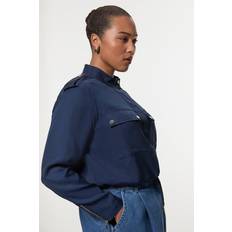 Karen Millen Jackets Karen Millen Plus Size Premium Viscose Linen Topstitch Woven Bomber Jacket - Navy