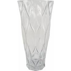 White Vases Leaf Clear Chunky Ridged Glass 35cm Botanik - White - One Size Vase