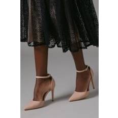 Faux Leather High Heel Stiletto Open Pointed Court Shoes - Blush
