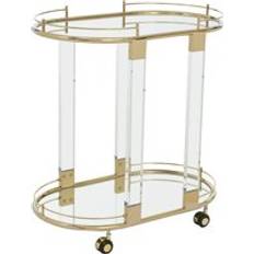 Premier Oria Drinks With Warm Gold Metallic Frame One Size Trolley Table