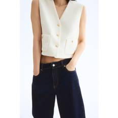 H&M White Vests H&M Bouclé Waistcoat - White