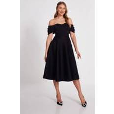 Quiz Black Bardot Midi Skater Dress - Black